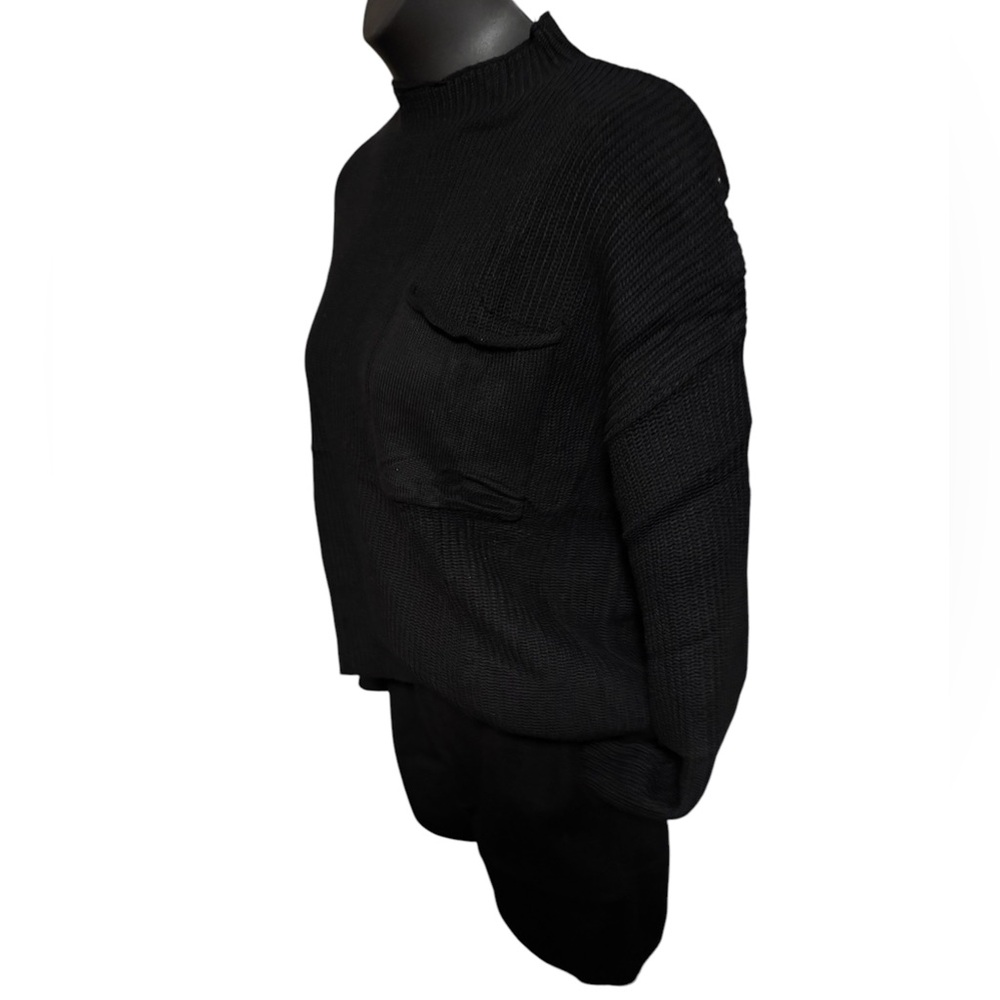 Black Knit Sweater and Shorts Lounge Set